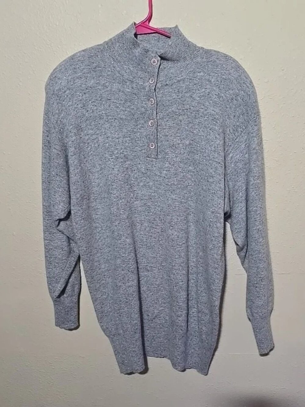Vtg Outlander Gray Lambswool Knit Mock Neck Pullover Sweater Womans Size‎ Large